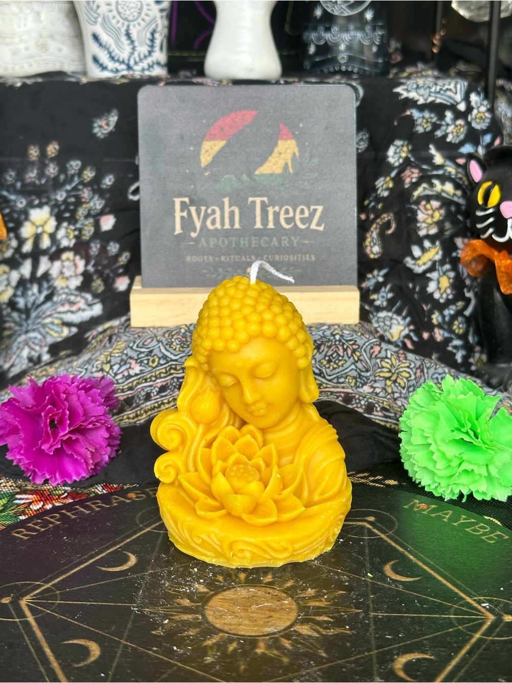 Golden Buddha Lotus Candle – Handmade Spiritual Meditation Candle
